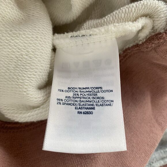 Lands End Serious Sweats Hoodie Women L 14-16 White Pink Pullover Colorblock - Picture 7 of 7